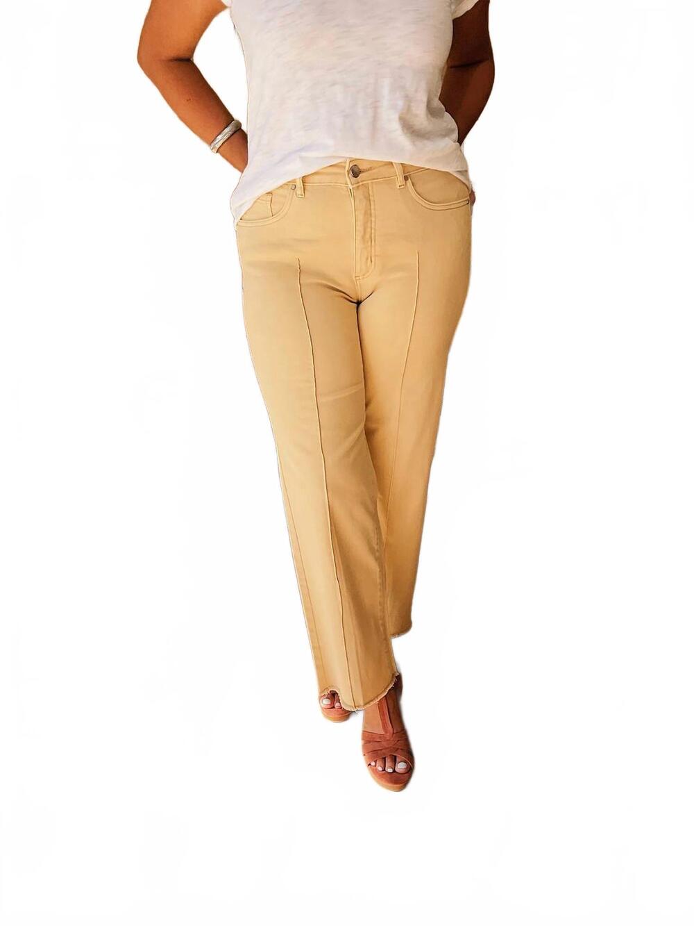 NEW FDJ olivia wide leg ankle jeans in yellow